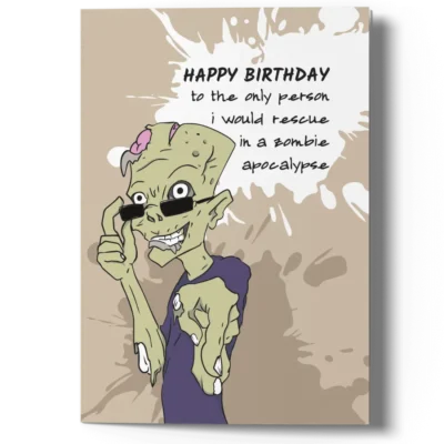 Funny Zombie Birthday Card for Best Friend
