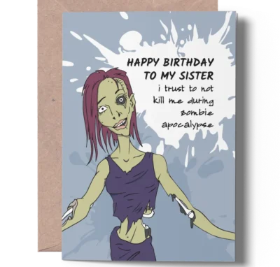 funny birthday card for sister