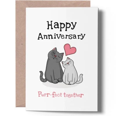 Cute Anniversary Card with Cats